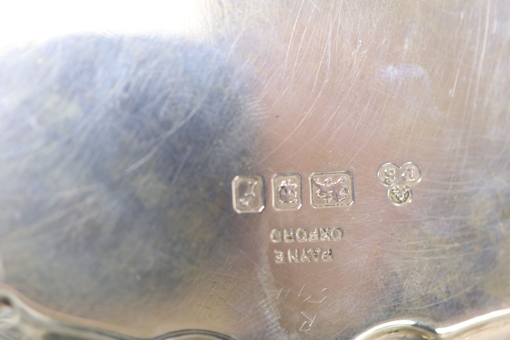 A circular silver waiter with piecrust edge, London 1961 and a modern silver (925) circular armada dish, 9.09oz.